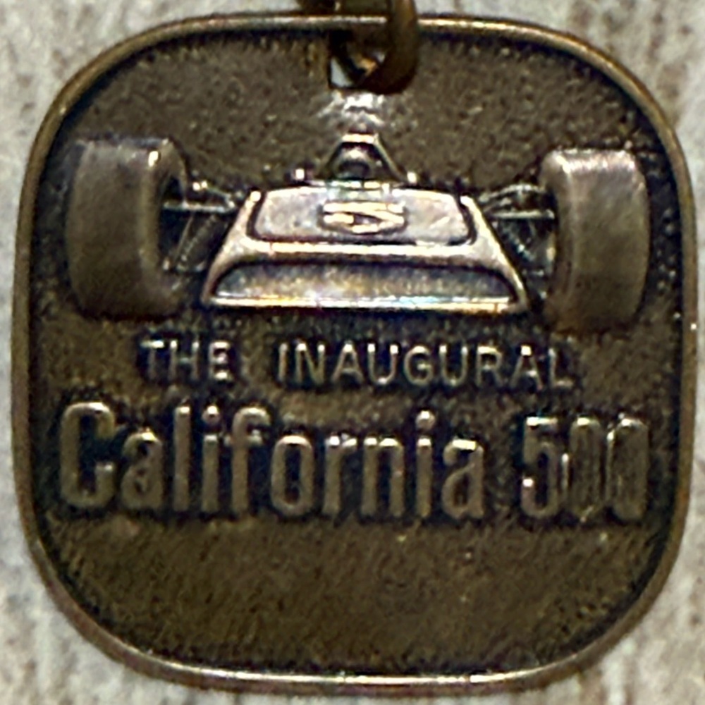 Vintage 1970 California 500 Inaugural Keychain Ontario Motor Speedway- Brass